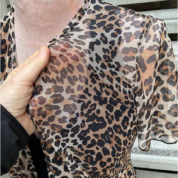 Jordan Taylor sheer tropical tribal short sleeve belted swim coverup wrap NWT  M - Picture 14 of 15